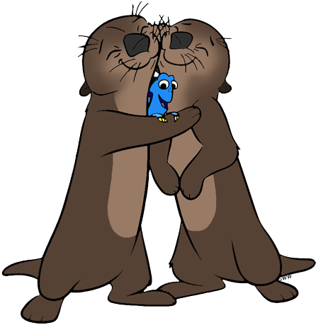 Png Royalty Free Library Clip Art Disney Galore Otters - Finding Dory Otters Hug (446x459), Png Download