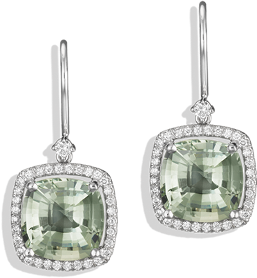 Jane Taylor Ef708 Green Quartz Diamond White Gold (475x440), Png Download