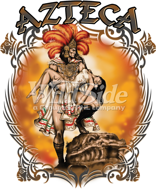 Aztec Warrior Carrying Woman - Day Of The Dead Costume Hoodie Aztec Warrior Skull (675x675), Png Download