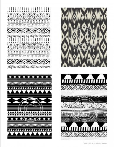 Black & Cream Tribal Ikat Framed Art Print - Scoop (500x500), Png Download