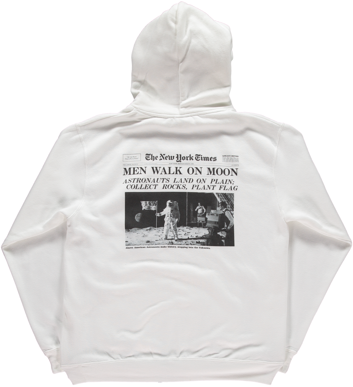 White Moon Landing Hoodie - Hoodie (1601x2048), Png Download