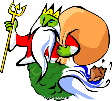 Gift Bearing King Neptune Royalty Free Vector Clip - King Neptune Clipart (480x431), Png Download