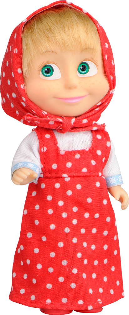 Masha And The Bear Doll With Dress, Red Dotted Dress, - 4006592916787 (412x1004), Png Download