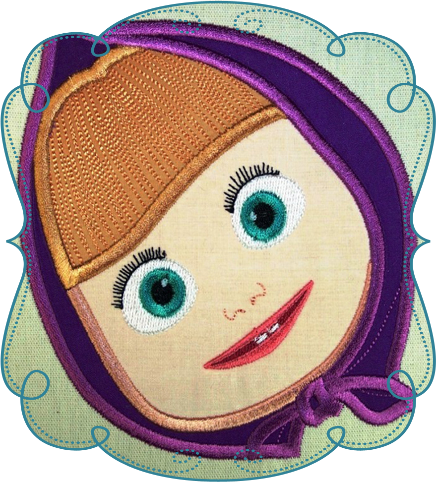 Marsha Face - Embroidery Masha And Bear Designs (1000x1000), Png Download