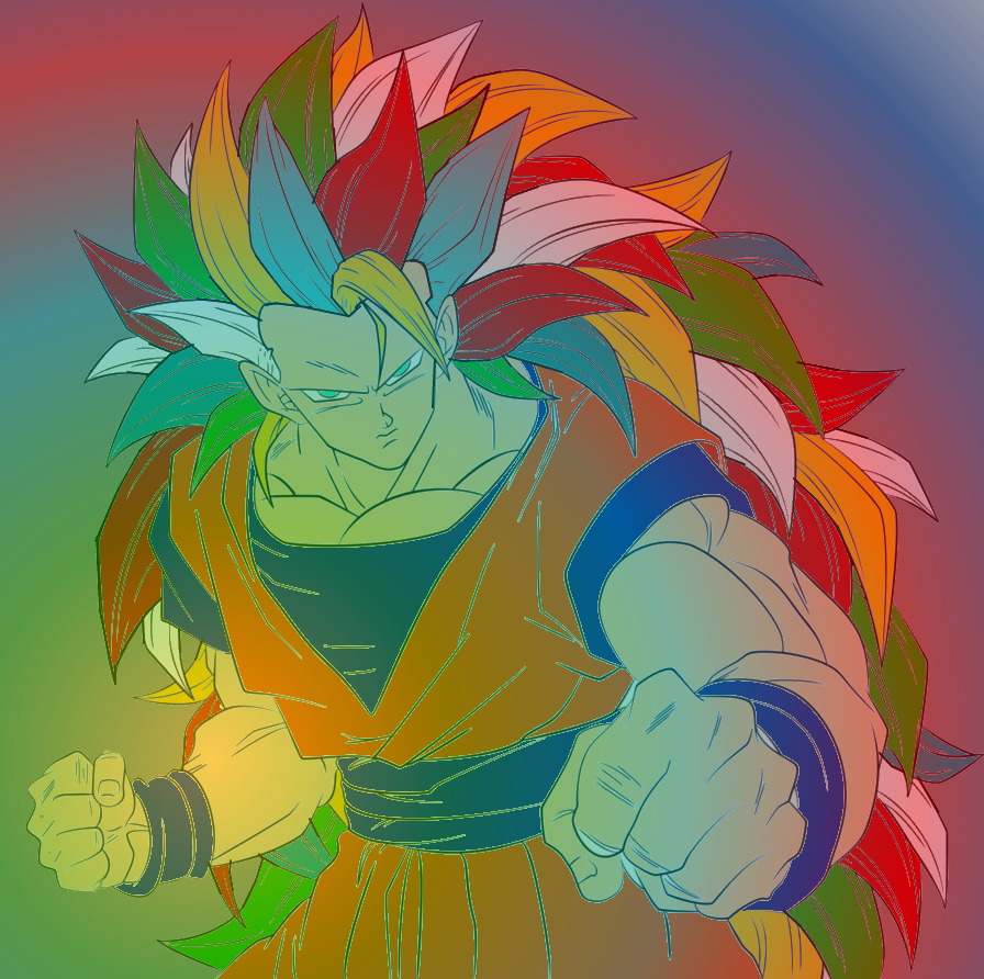 Dbz Goku Super Saiyan Rainbow God 3 W/fixed Aura - Super Saiyan 3 Rainbow Goku (896x892), Png Download