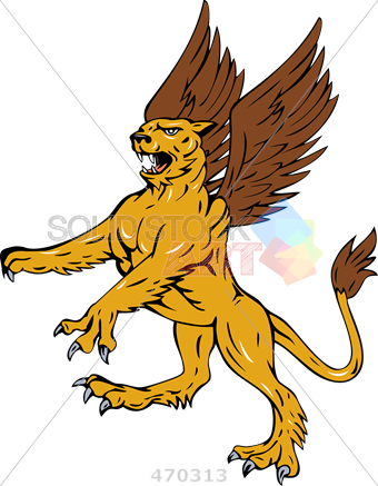 Stock Illustration Of Retro Cartoon Illustration Of - Griffin Lion (340x437), Png Download