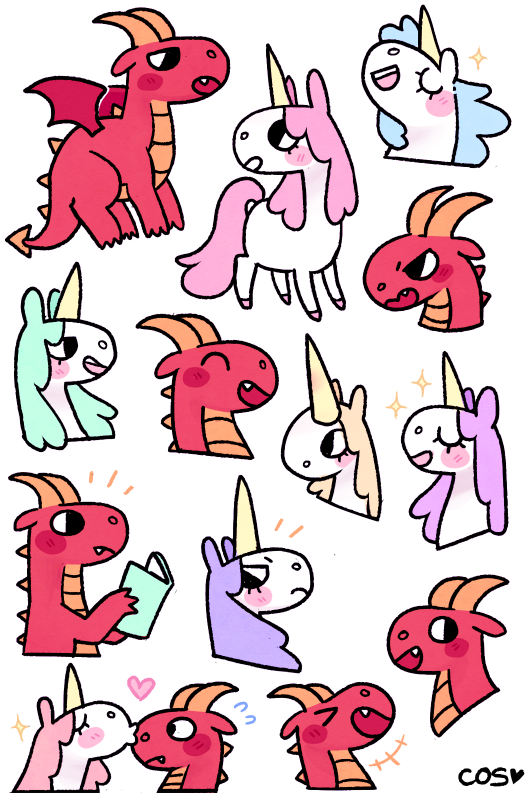 Unicorn And Dragon - Unicorn And Dragon Cute (540x800), Png Download