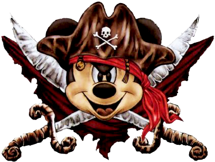 Mouse Clipart Face - Mickey Mouse Pirate (444x335), Png Download