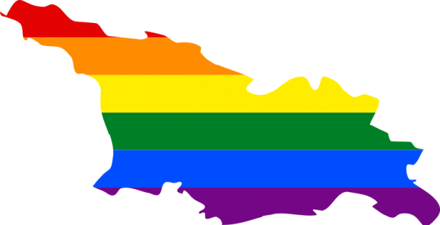 Lgbt Flag Map Of Georgia - Lgbt Georgia (629x322), Png Download