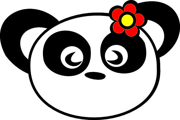 Flower Panda Clipart At Vector Online - Cute Clipart Panda (600x400), Png Download