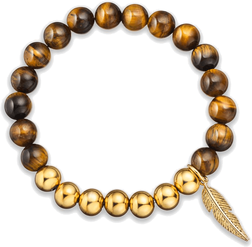 Tiger-eye Bracelet - Vodrich - Tiger Eye Bracelet With Feather (1000x1000), Png Download
