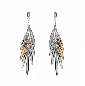 Your - Sterling Silver & Rose Gold Feather Drop Earrings. (400x300), Png Download