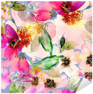 Seamless Summer Pattern With Watercolor Flowers Handmade - Watercolor Painting (400x400), Png Download