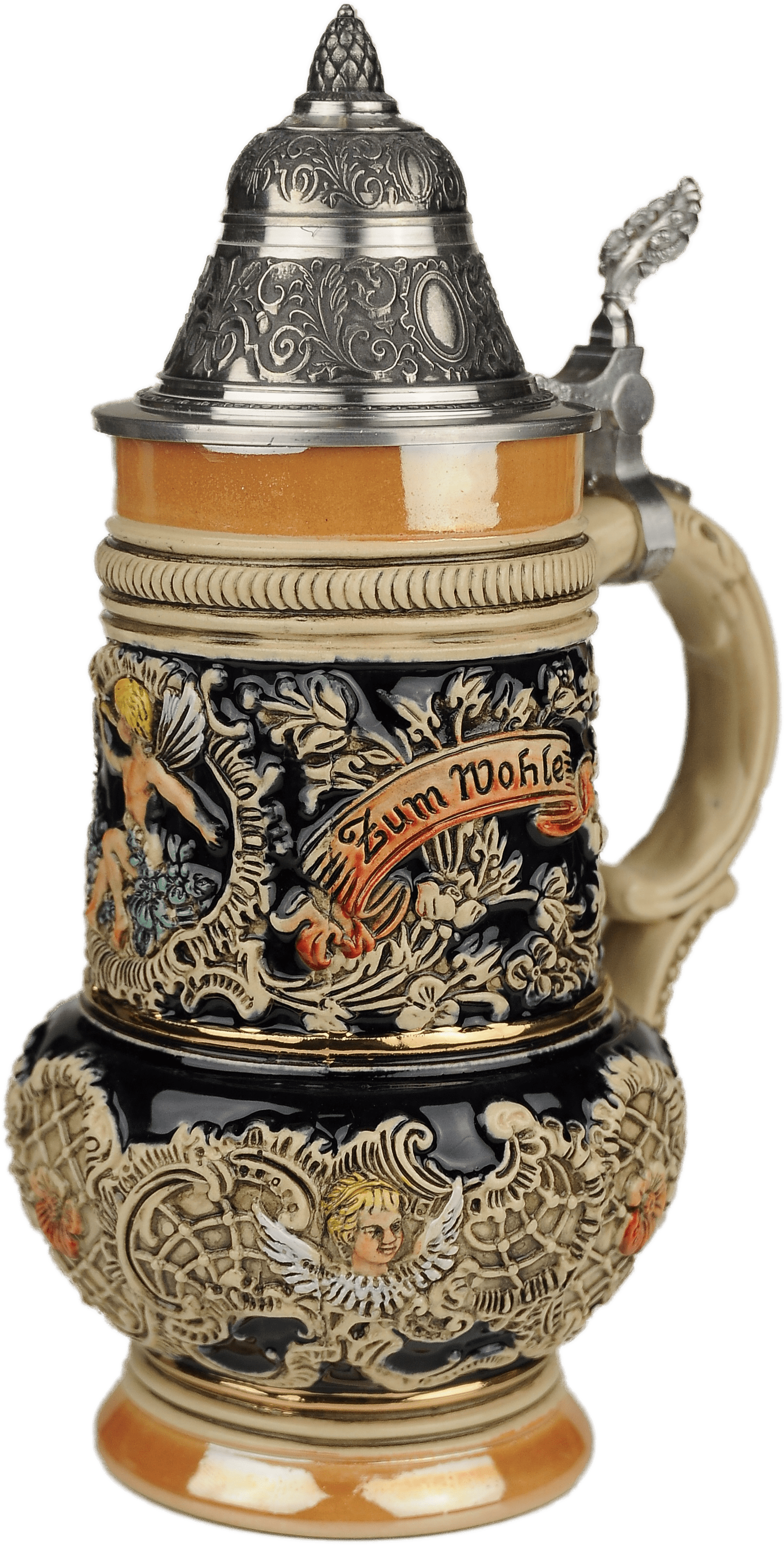 Traditional German Beer Mug Png - Beer Stein By King - Thewalt 1894 Rokoko Angel Relief (1914x3387), Png Download