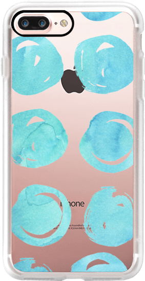 Modern Teal White Watercolor Hand Drawn Dots Iphone - Iphone 7 Plus Cover Belle (282x560), Png Download