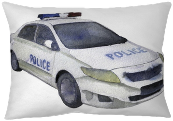 Watercolor Sketch Of Police Car On White Background - Police Car (400x400), Png Download