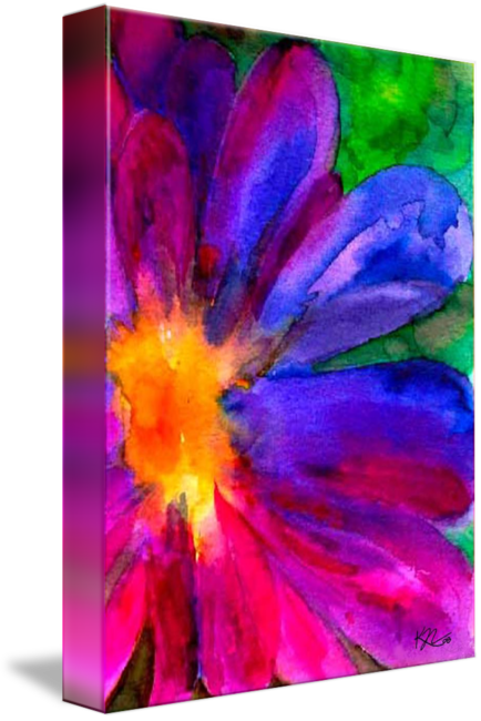 "happiness Flower" By Karin Nemri - Watercolor Painting Colorful Flower (434x650), Png Download