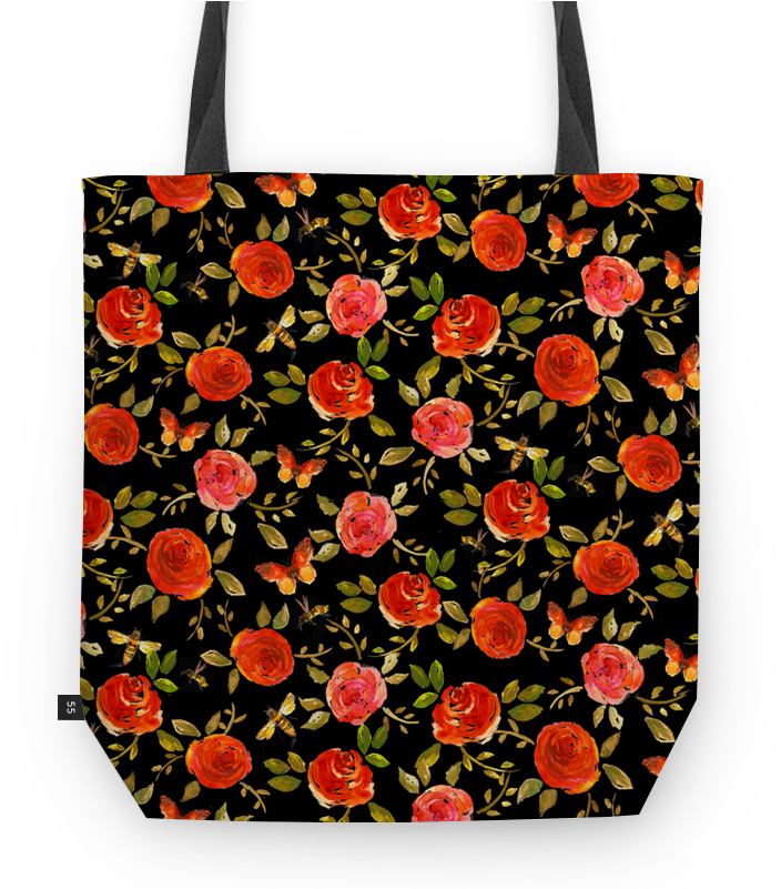 Bolsa Dark Flowers - Watercolor Painting (800x800), Png Download