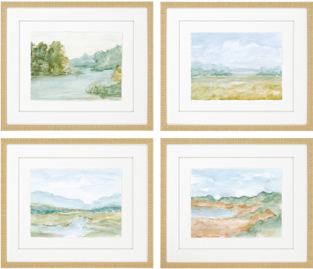 Home > Wall Decor & Mirrors > Watercolour Framed Artwork, - Paragon Watercolour 4 Piece Framed Painting Print Set (450x450), Png Download