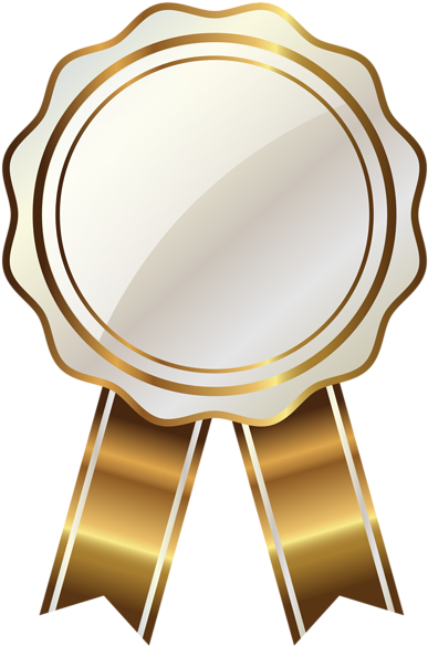 Ribbon Png, Ribbon Clipart, Gold Ribbons, White Seal, - Gold Ribbon Badge Png (396x600), Png Download