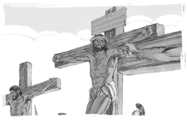Jesus Crucificado Con Los Dos Ladrones (400x315), Png Download