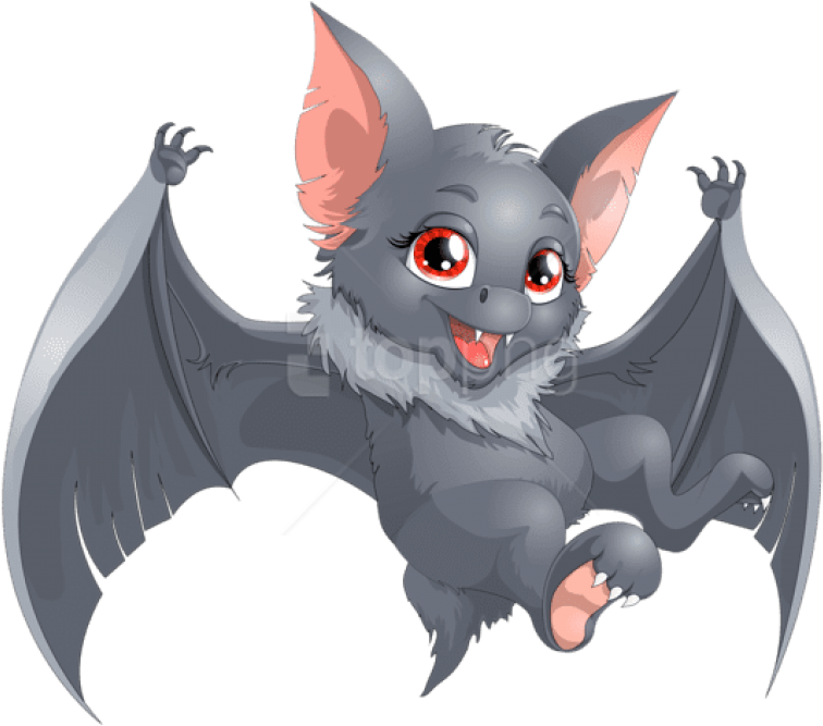Transparent Halloween Bat Cartoon Png Clipart - Bat Cartoon Png (600x539), Png Download