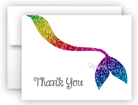 Rainbow Mermaid Tail Thank You Cards Note Card Stationery - Stationery (480x365), Png Download