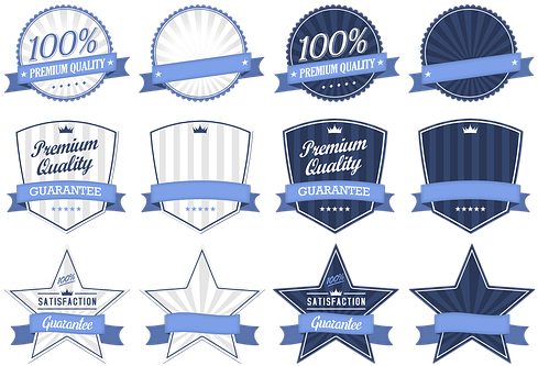 Badge Sticker Label Stamp Ribbon Collectio - Template Logo Png (494x340), Png Download