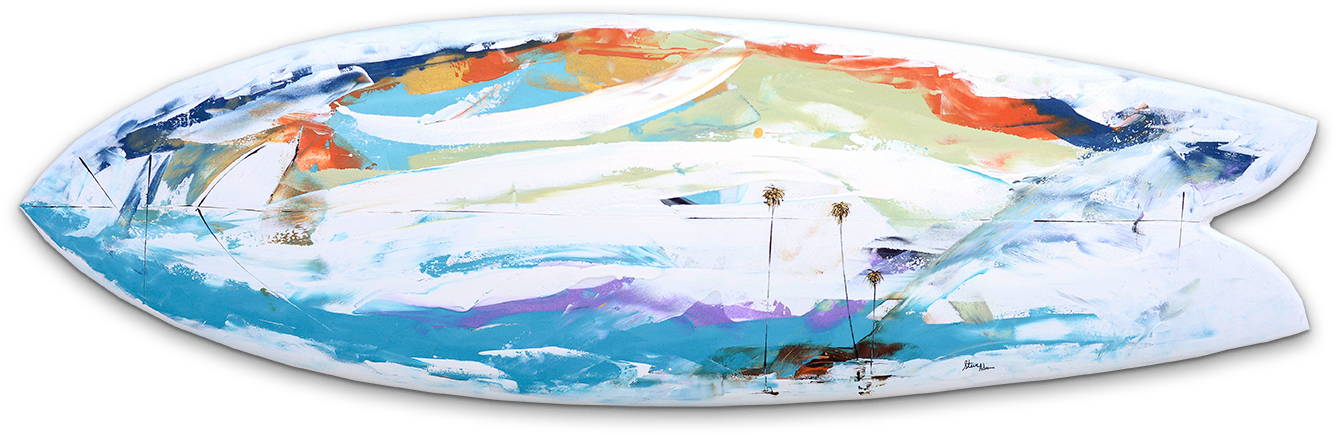 Whirlwind Surfboard - Painting (1444x503), Png Download