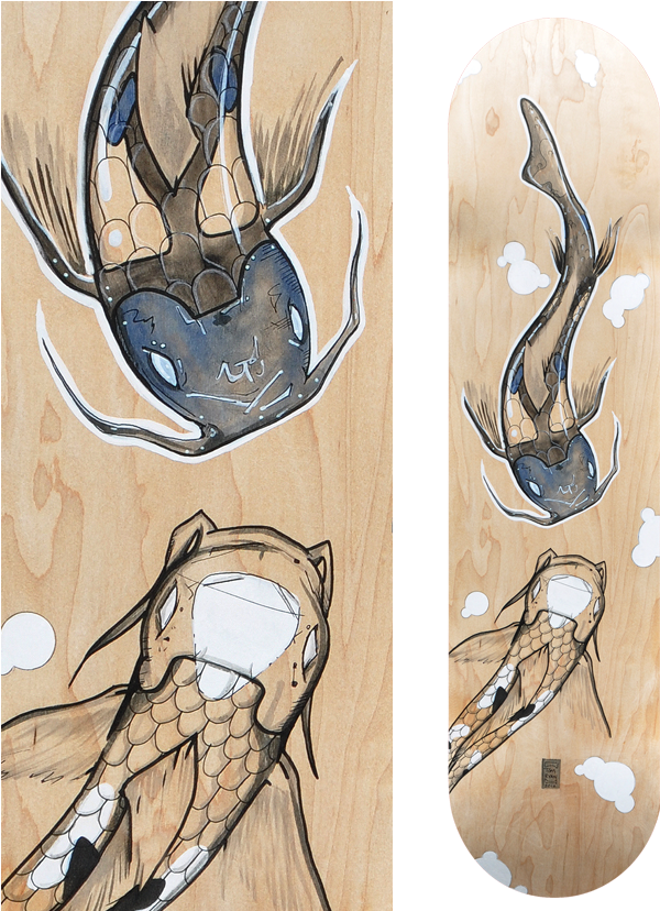 Naturally Koi Board - Koi Fish Spray Paint (652x827), Png Download