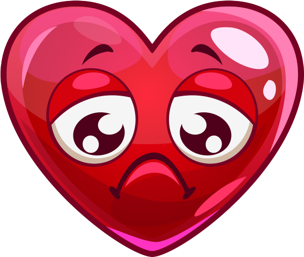 Sad Heart Png Image - Love Heart With Face (600x600), Png Download