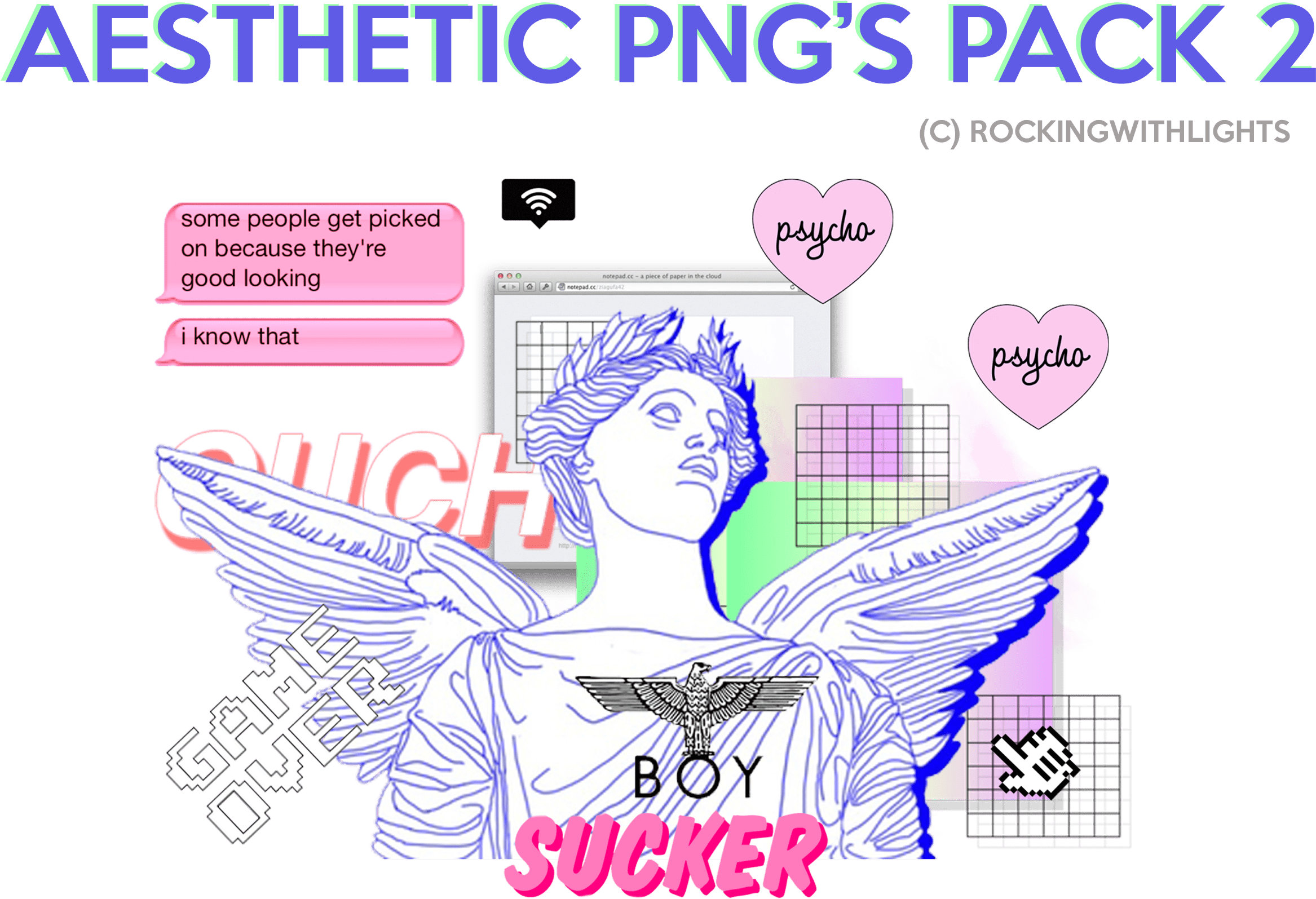 Aesthetic Png Pack 2 By Rockingwithlights - Aesthetic Tumblr Png (2500x2000), Png Download