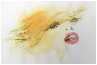 Beautiful Woman Face - Poster: Ismagilova's Beautiful Woman Face. Watercolor (400x400), Png Download