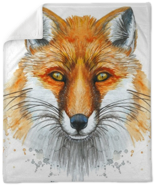 Painted With A Watercolor Drawing Of A Red Fox, The - Raposa Desenho (400x400), Png Download