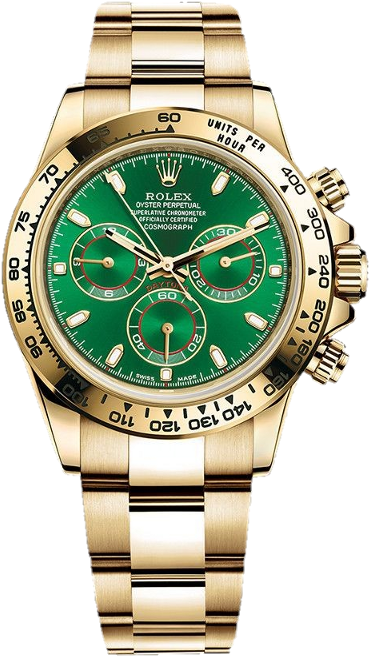Rolex Cosmograph Daytona 18k Yellow Gold Watch Green (480x744), Png Download