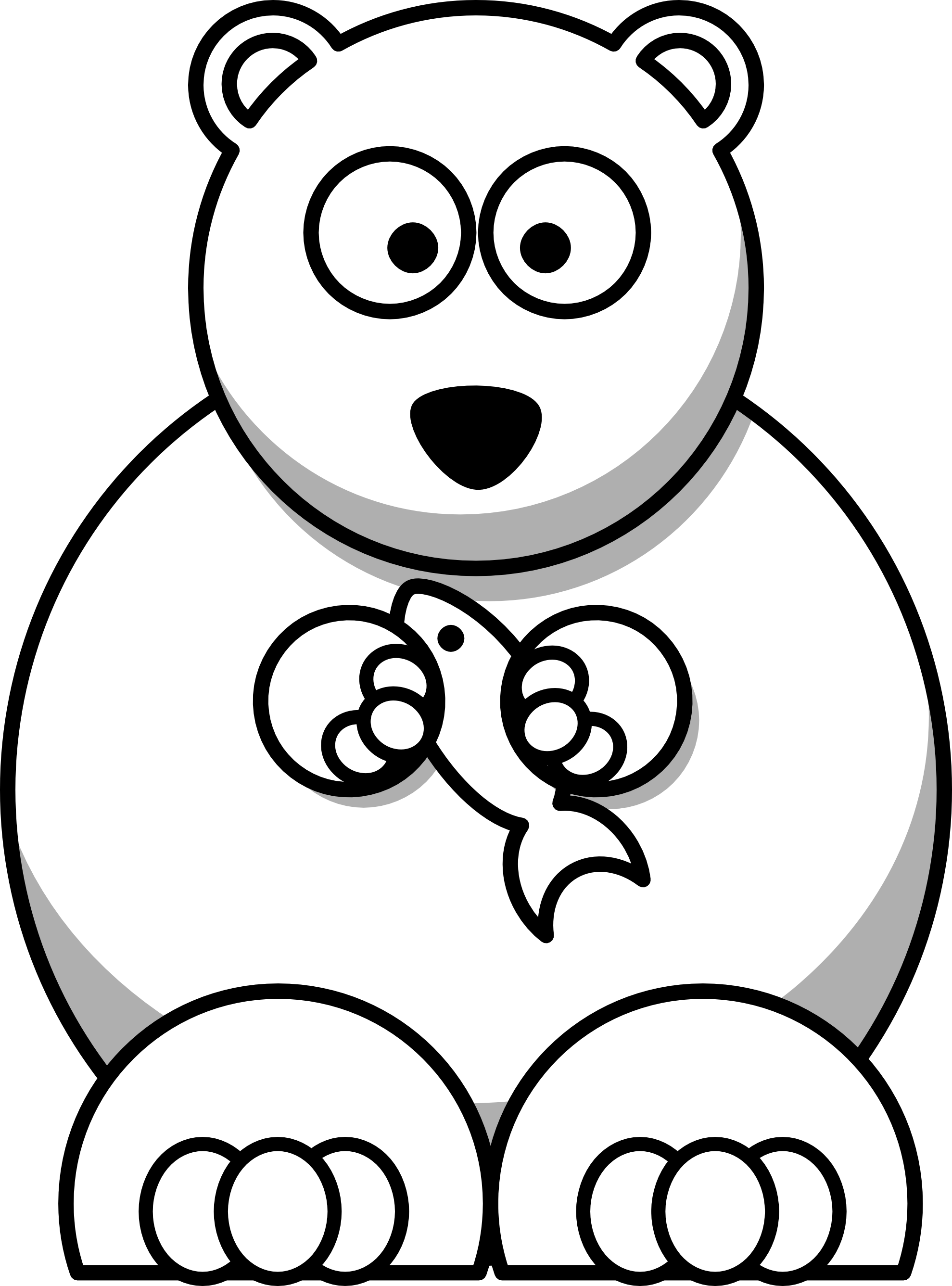 Cartoon Animals Black And White Hd Background 9 Hd - Polar Bear Drawing Easy Cute (999x1349), Png Download