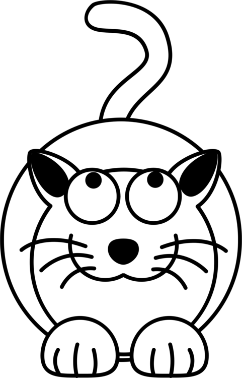 Cat Whiskers Drawing Cartoon Coloring Book - Cat Cartoon Black And White (481x750), Png Download
