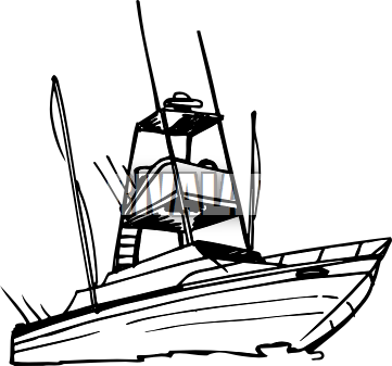 Drawn Yacht Fishing Boat - Sport Fishing Boat Silhouette (361x337), Png Download