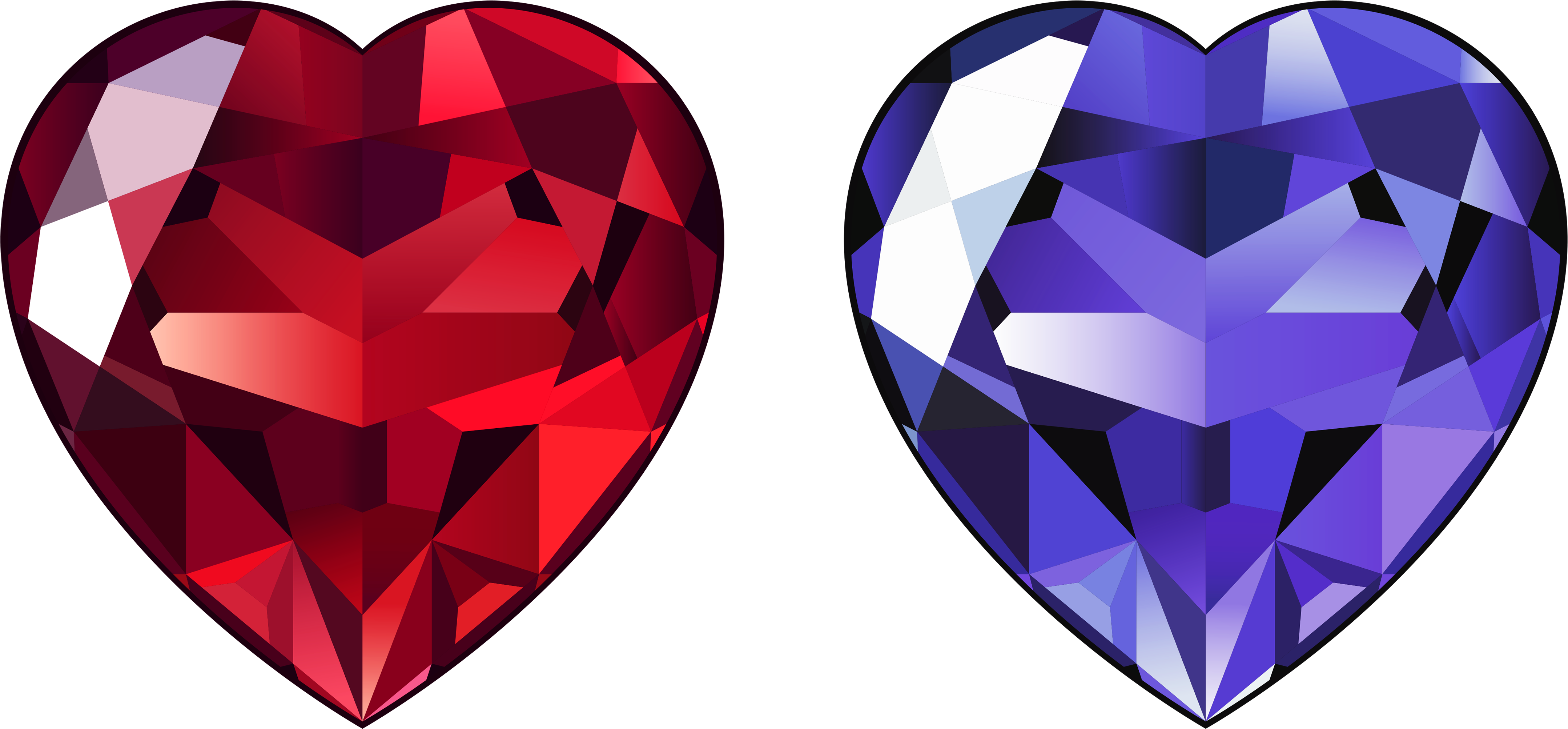 Watercolor Diamonds Clipart By Digitalartsi - Heart Diamond Clipart (4664x2320), Png Download
