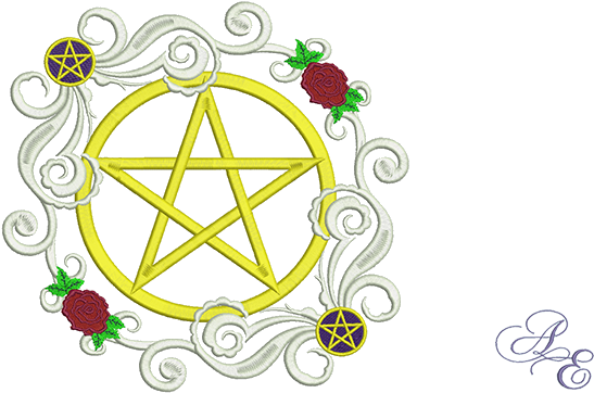 Rose Scroll Pentagram - Pentagram Transparent Clipart (722x361), Png Download