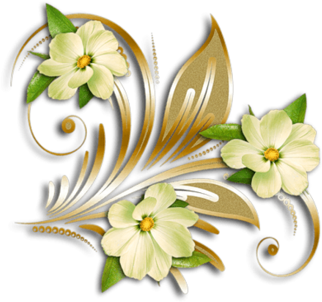 Yellow Flowers Gold Ornament Clipart Decora Es E Efeitos - Gold Flowers Clip Art (500x398), Png Download
