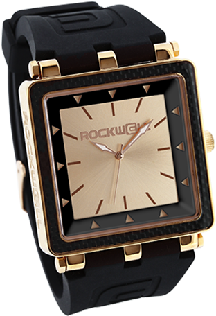 Carbon Fiber Rose Gold/rose Gold, Black - Rockwell Time Cf Black Case/blue Dial Mens Watch Cf125 (350x480), Png Download