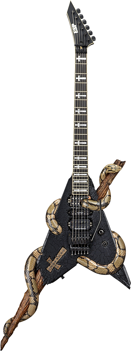 Esp Super Custom Snake Cross Electric Guitar Heavy - Heavy Metal Electric Guitar (481x1200), Png Download
