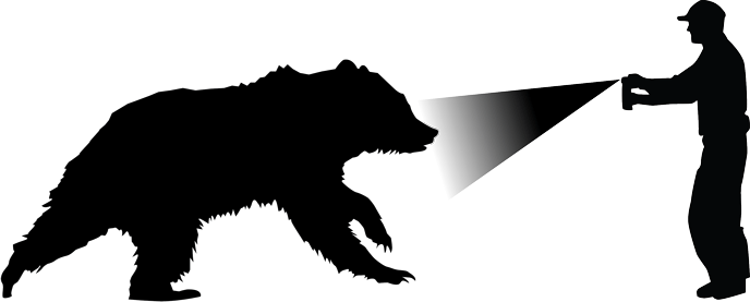 Silhouette Of A A Person Sprays A Canister Into A Charging - Camping (688x277), Png Download