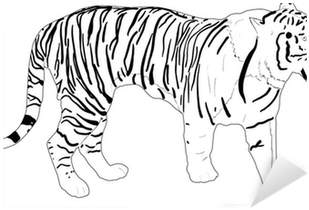 Stripped Tiger Silhouette Isolated On White Sticker - Tiger (400x400), Png Download