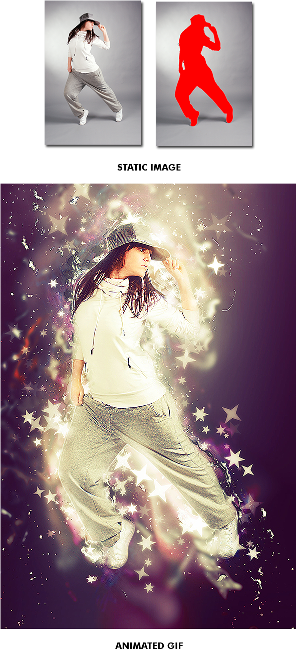 Gif Animated Stars Wave Photoshop Action - Stars & Wave (590x1358), Png Download