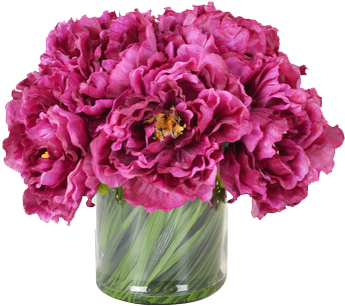 Magenta Peony Bouquet In Acrylic Water Glass Vase By - Creative Displays, Inc. Magenta Peony Bouquet In Acrylic (400x358), Png Download