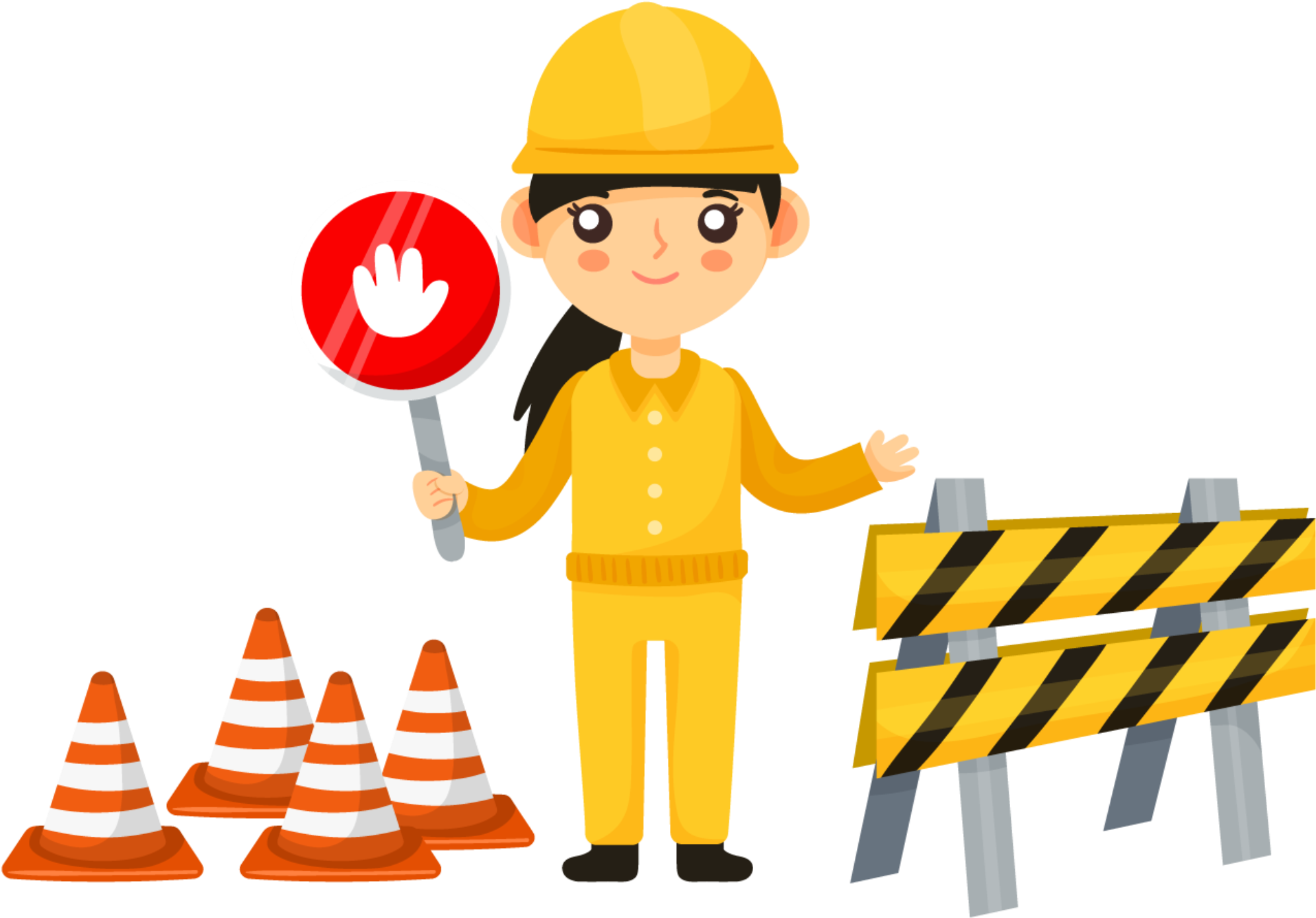 Cute Yellow Road Maintenance Festival Elements - Portable Network Graphics (2500x2500), Png Download