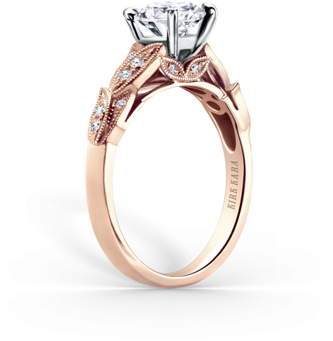 Dahlia, Most Prized Creations 18k Rose Gold Engagement - Unique Leaf Style Round Cut D/vvs1 Diamond Women's (600x600), Png Download