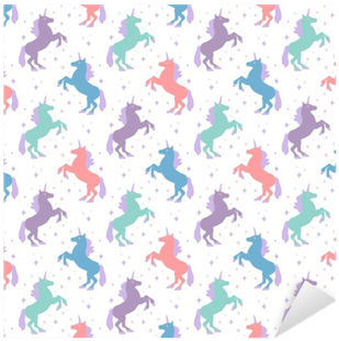 Seamless Pattern With Unicorn Silhouette - Fondo De Pantalla Unicornio (400x400), Png Download